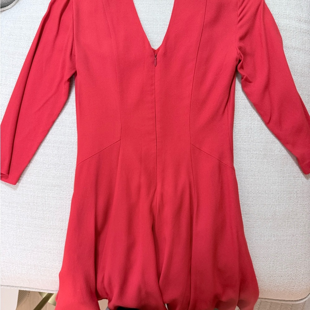 Armani Exchange Red V-Neck Long Sleeve Dress